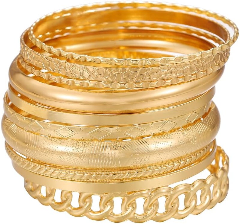 RINTOLER Store 16Pcs Gold Bangle Bracelets for Women - Multi Layer Stackable Textured Bracelets Boho Jewelrys Set. - Image 1